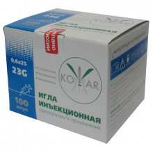 Игла инъекционная Комар 23G (0.6х25 мм, 100 штук в упаковке)