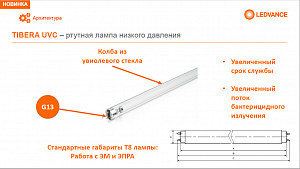 Лампа бактерицидная LEDVANCE TIBERA UVC 30W T8 G13
